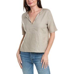 JAMES PERSE Split Front Linen Top Tunic V-Neck Charcoal Gray Size 1